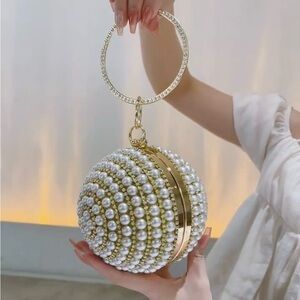 Faux Pearl Decor Evening Bag, Rhinestone Ball Handbags, Women's Clutch Purse!👛